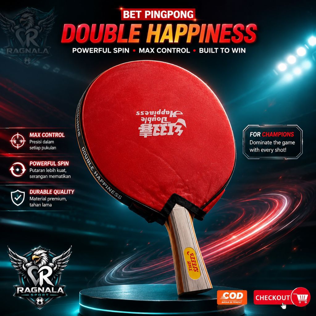 BET PINGPONG DOUBLE HAPPINESS - BAT TENIS MEJA DHS - IMPORT - MURAH