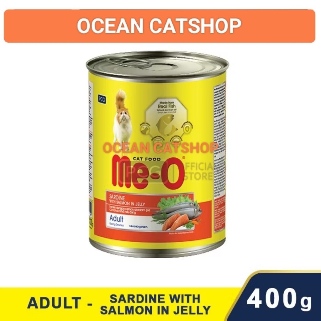 makanan kucing meo adult sardine salmon kaleng 400gr