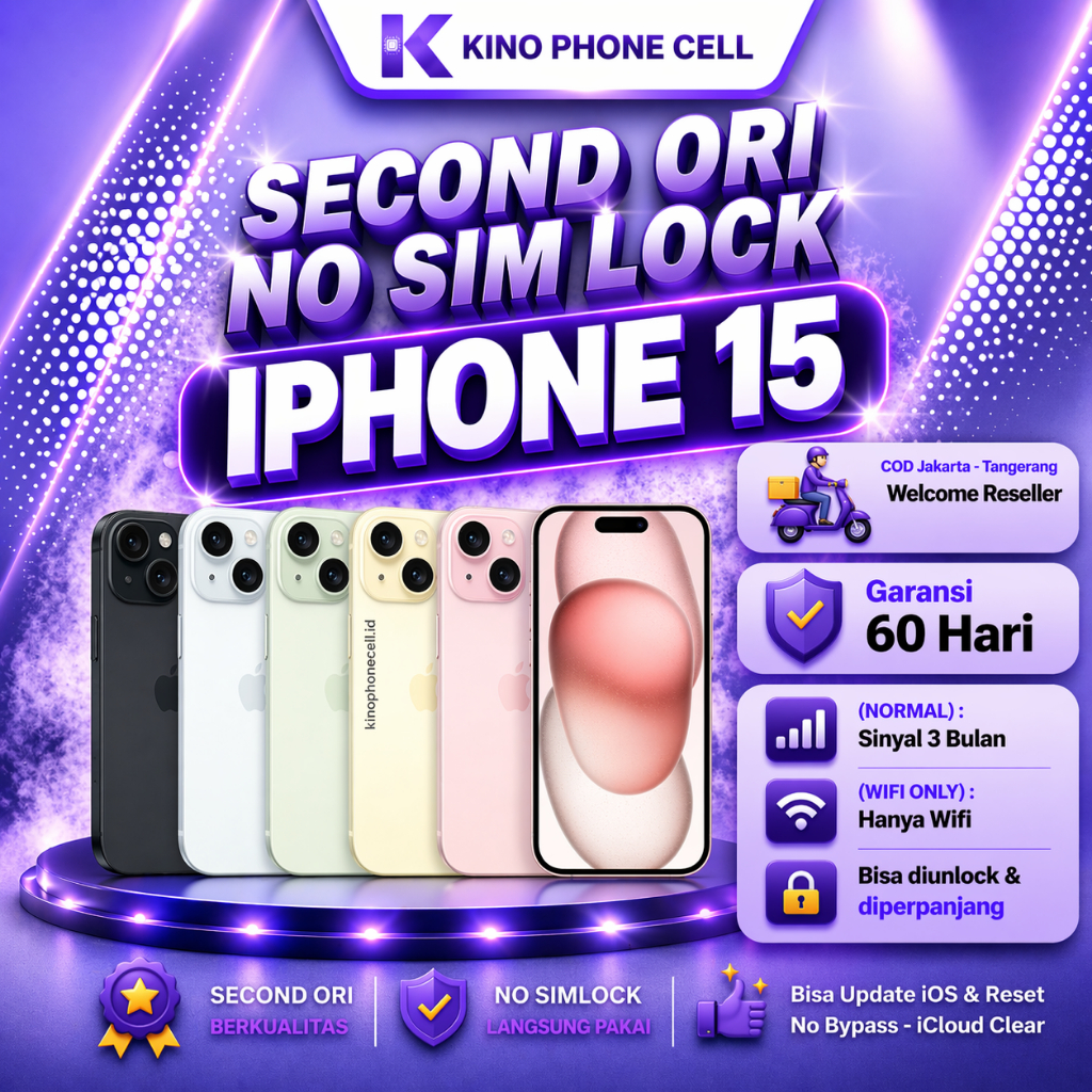 IPHONE 15 / IP 15 Plus inter Normal 128GB 256GB Second Bekas AFL kinophonecell