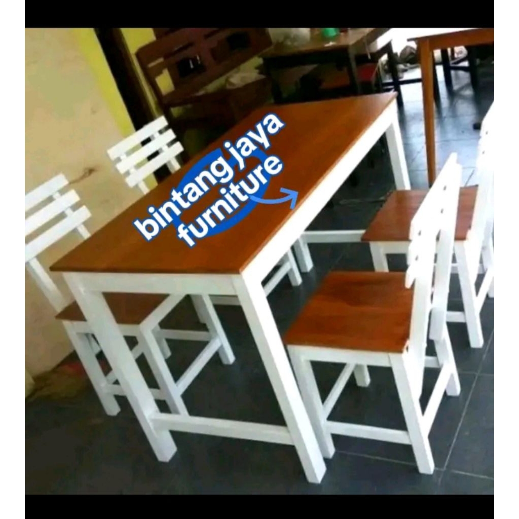 meja makan cafe resto+4kursi sender