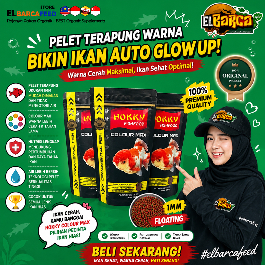 HOKKY COLOUR MAX Pelet Terapung, Pakan ikan koki guppy cupang goldfish Original