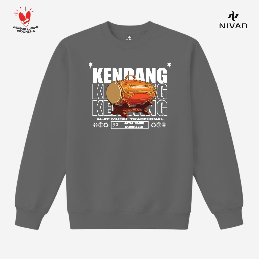 Nivad Sweater Crewneck Alat Musik Tradisional Jawa Timur kendang