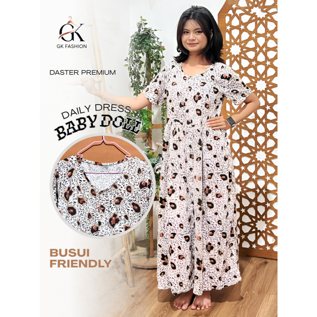 Daster Wanita Premium Rayon Viscose Motif Rotari Print | Baby Doll Panjang Semata Kaki Bumil Busui F
