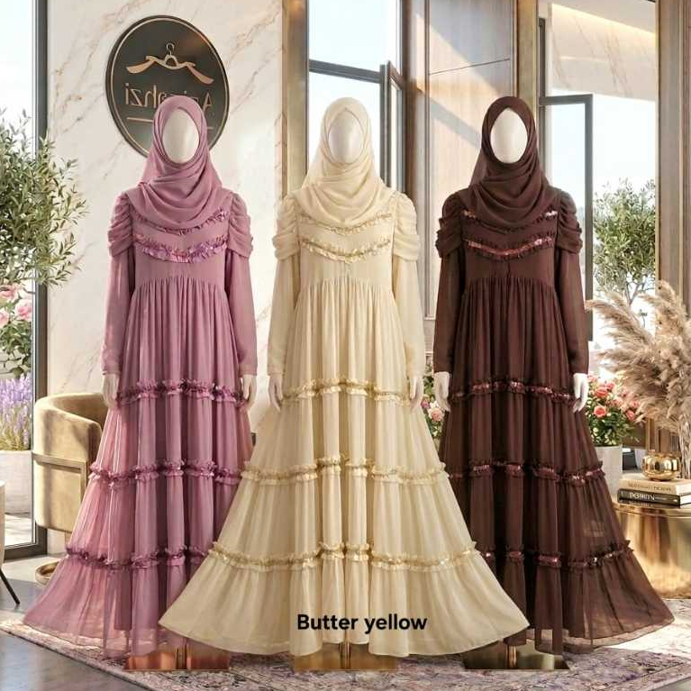 CALISTA (By.Azizahzi) GAMIS SET SYARI CERUTY POLOS BUSUI