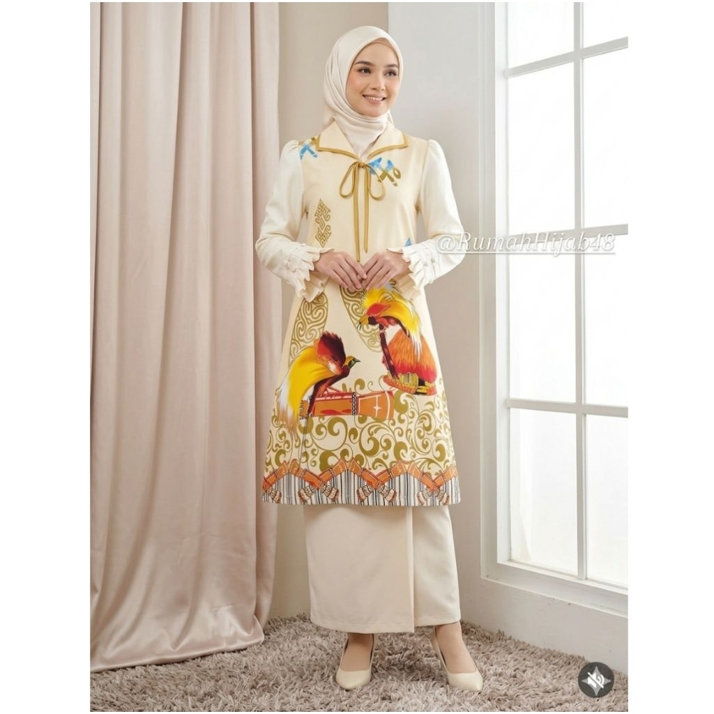 RumahHijab Tunik Batik Motif Papua - Baju kerja wanita Modern