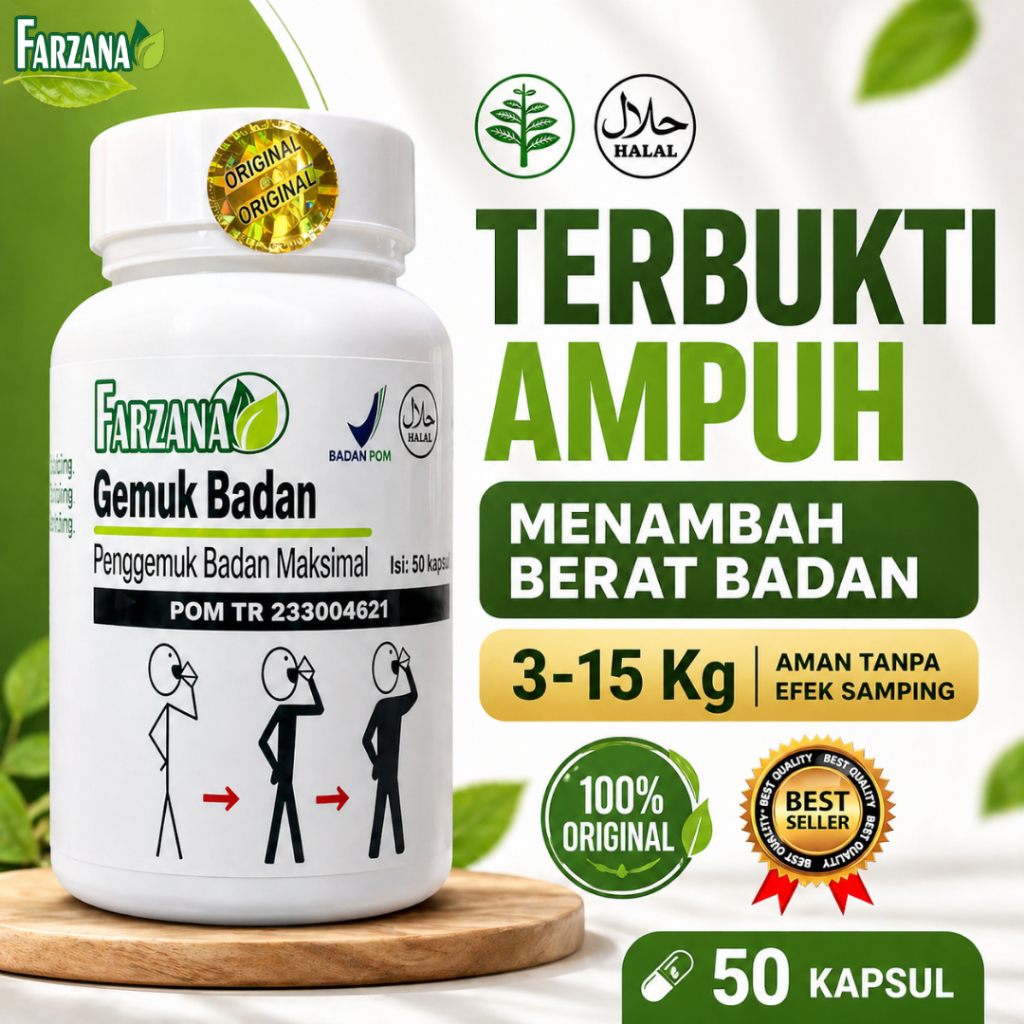 Kapsul Obat Farzana Gemuk Penggemuk Badan Ampuh Permanen 100% Asli Original BPOM