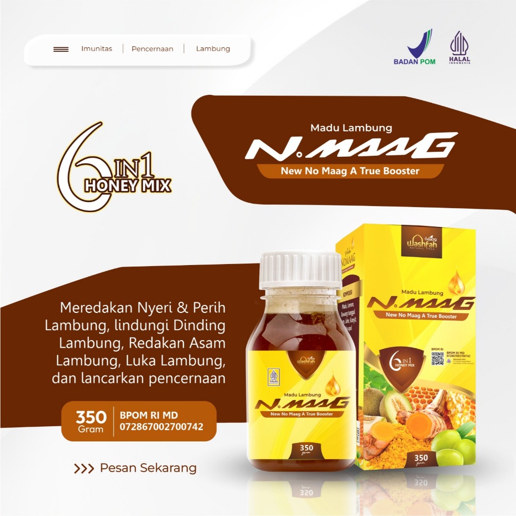 Washfah Madu NOMAAG 350 Gram BPOM – Madu Lambung untuk Maag Asam Lambung dan Alternatif Vitagerd