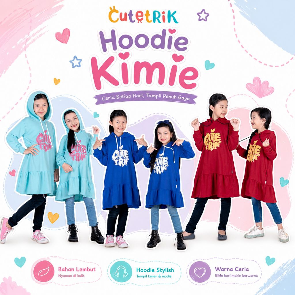 Rumah Gamis Anak/Cutetrik Hoodie Kimie terbaru/Cutetrik dress/Cutetrik baju anak perempuan/Cutetrik 