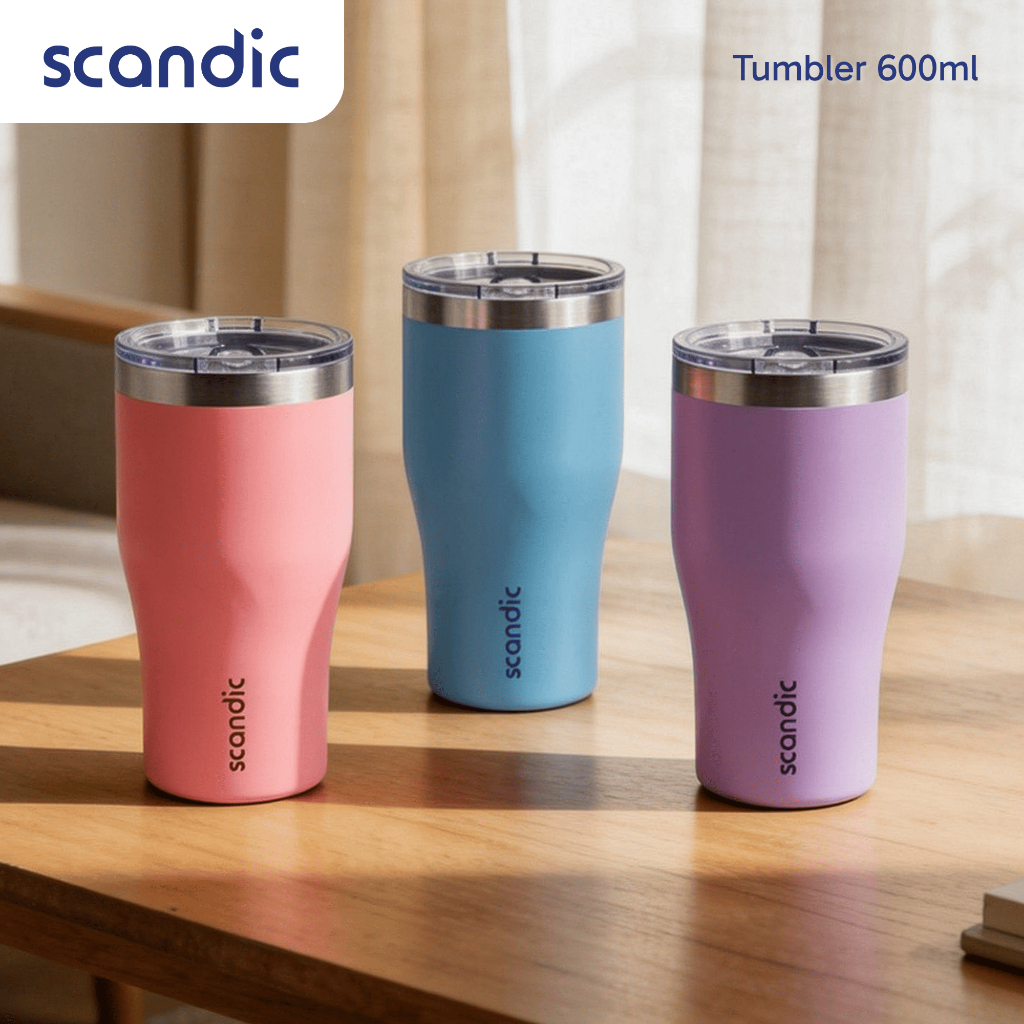 SCANDIC - Solid Tumbler Stainless 600 ml - Tumbler Tahan Panas & Dingin, Tutup EasySip Anti Tumpah