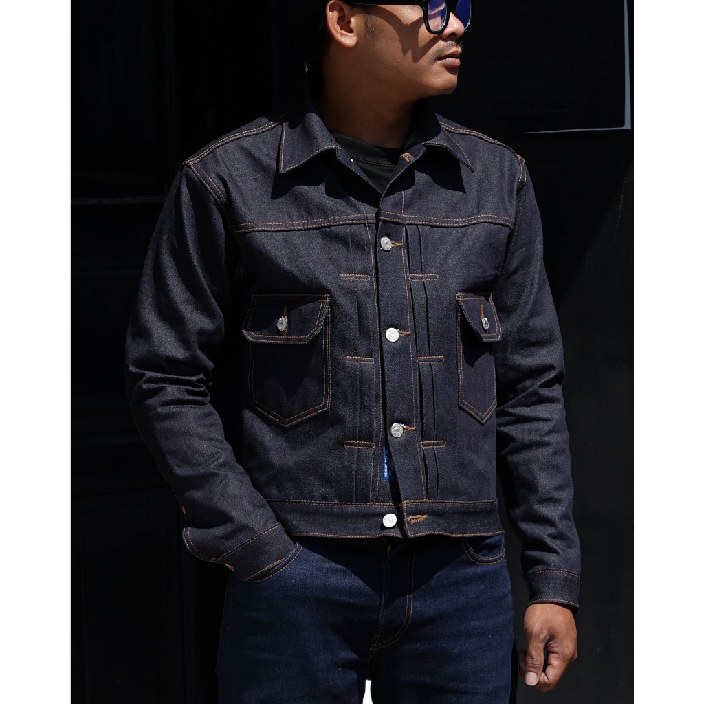 Mihane Jeans - Jacket Pria Denim - HARDLOOM Type II Cinchback 14oz Sanforized