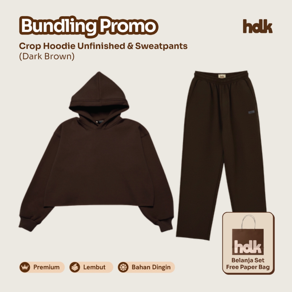 [SET CROP] Hoodieku AIRPORT SET One Set Crop Hoodie Unfinished dan Sweatpants Loose Berbahan Fleece 