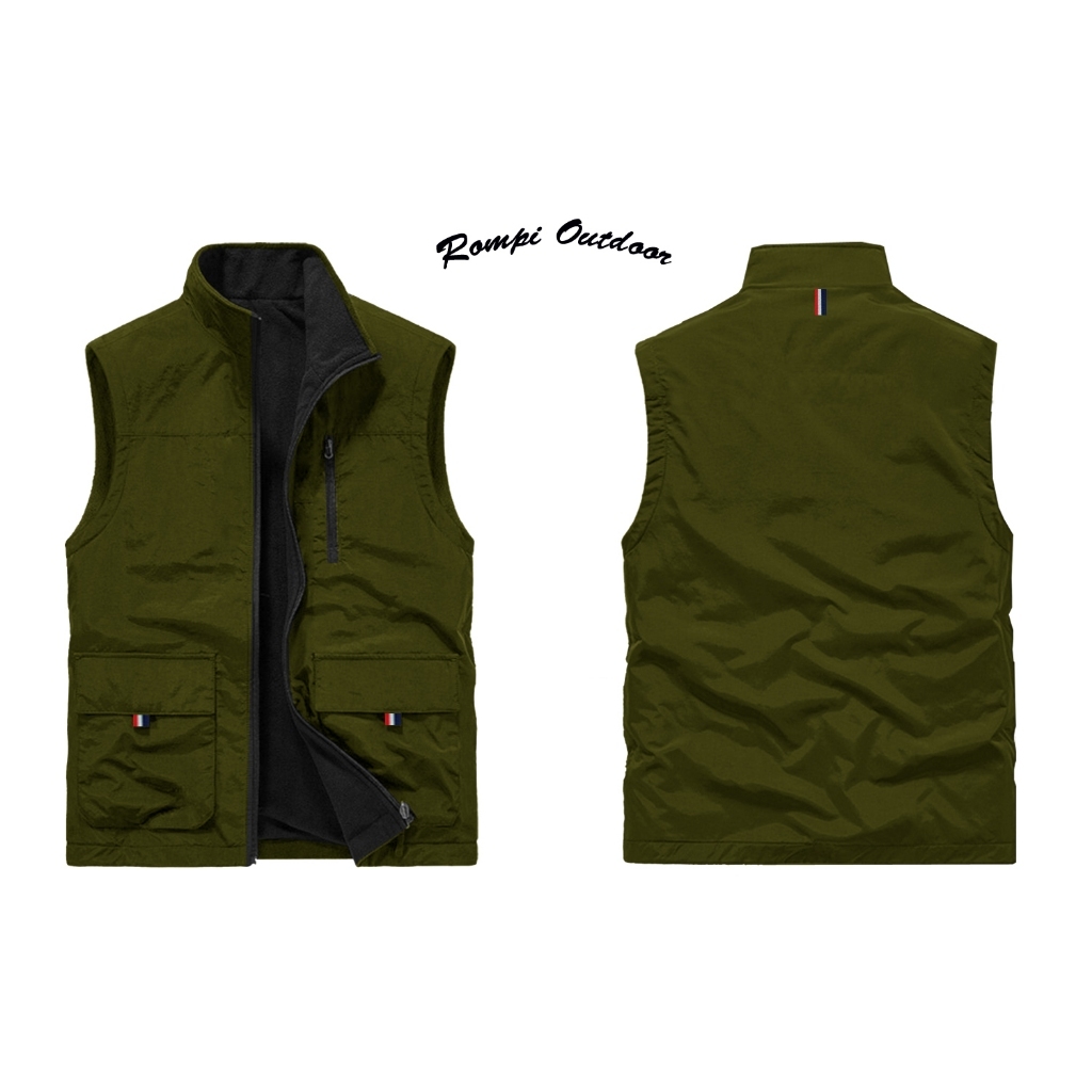 rompi polos bahan taslan waterproof anti angin saku multifungsi cocok buat komunitas touring muncak 