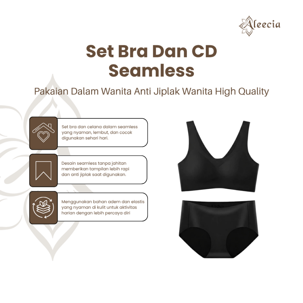 Set Bra Dan CD Seamless / Set Olahraga Push Up Bra Full Cup / Set Pakaian Dalam Wanita Seamless Anti