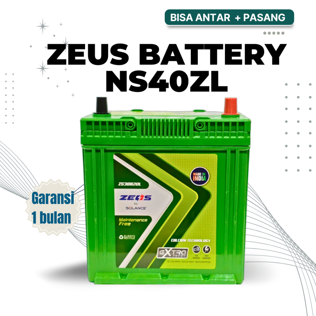 Aki Mobil Toyota Agya, Altis ZEUS NS40ZL (38B20L) Aki Kering