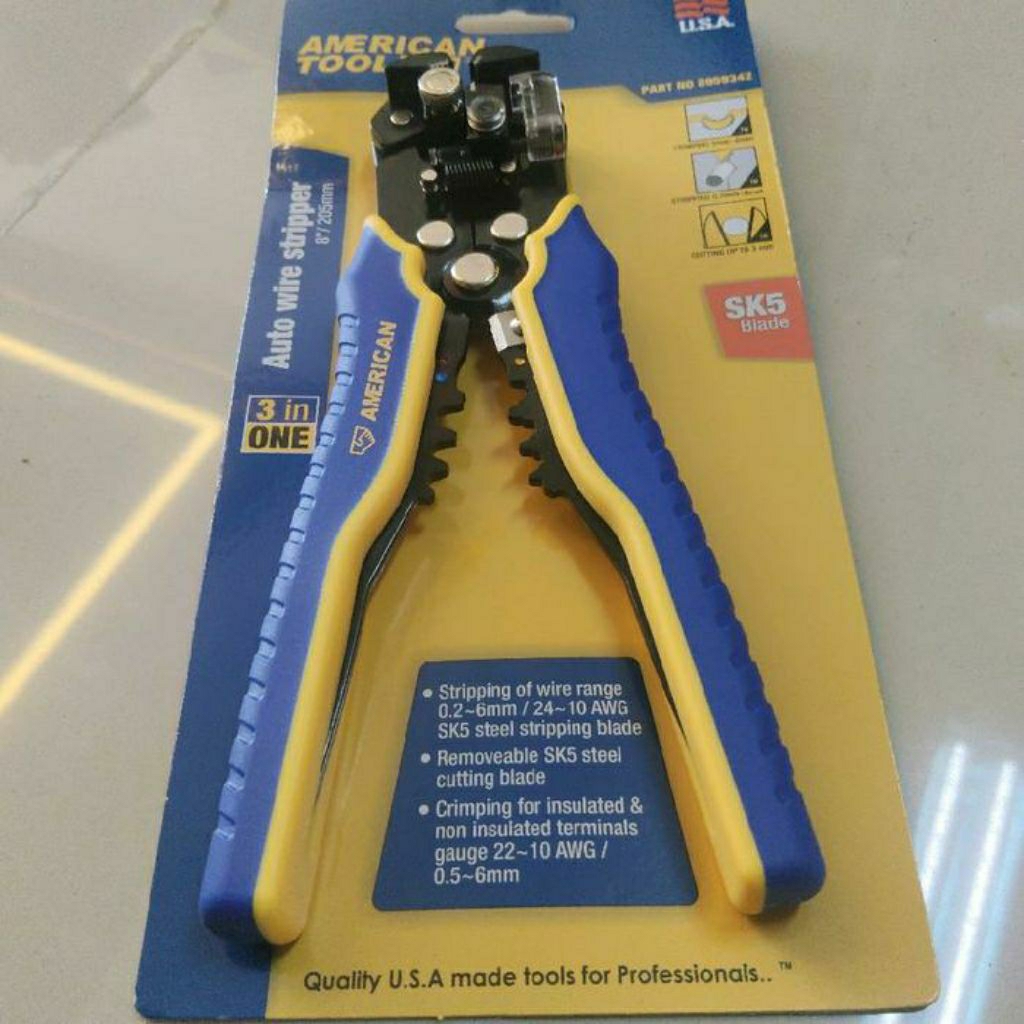 AMERICAN TOOLS AUTOMATIC WIRE STIPPER TANG CRIMPING KUPAS KABEL 3 IN 1