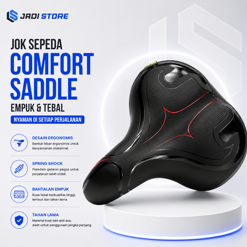 Jok Sadel Sepeda Empuk Lebar Tebal MTB Polygon BMX Saddle Sepeda Comfortable Bike Spring Shock Murah