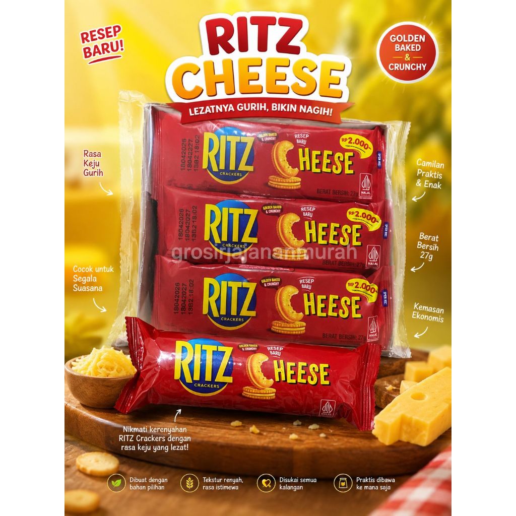 BISKUIT RITZ CRACKERS CHEESE SANDWICH SNACK BISKUIT RENYAH KEJU BOX ROLL CEMILAN ENAK MAKANAN RINGAN