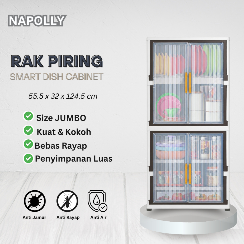 Rak Piring / Lemari Piring / Lemari Plastik Napolly 5 Susun NR Higienis & Praktis, Anti Air dan Jamu