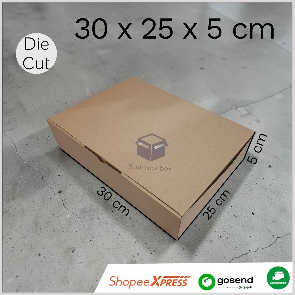 kardus ukuran 30x25x5 cm karton box die cut polos