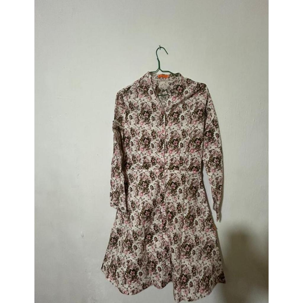 Tunik Rayon Motif Bunga-Bunga Model Kemeja