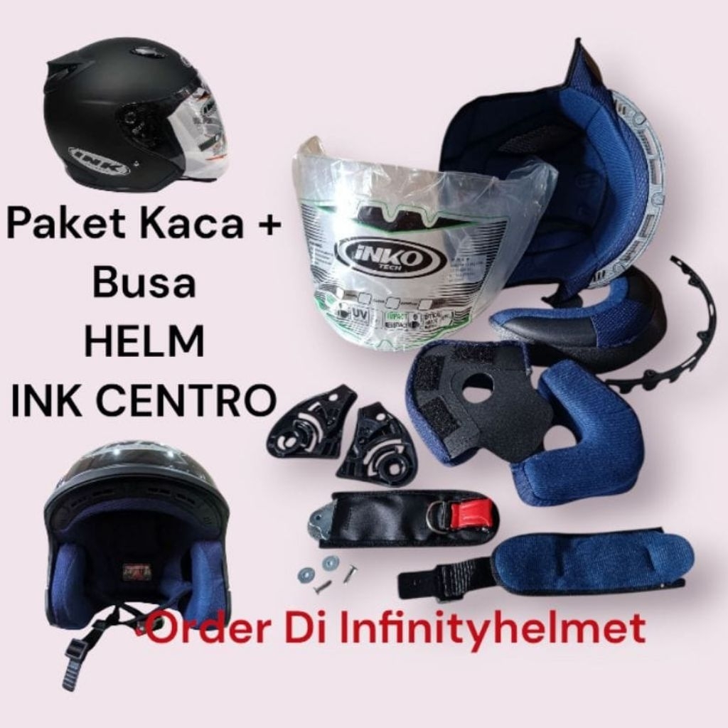 Paket Lengkap Kaca Visor Helm INK Centro Busa Spon Helm INK Centro Free Rachet