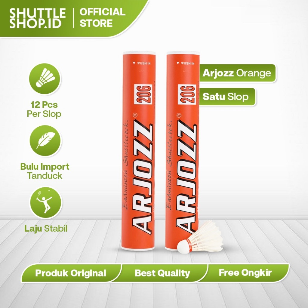 Kok Badminton Arjozz Orange Original Shuttlecock Bulutangkis Awet Tahan Lama 12 Pcs - Shuttleshop.id
