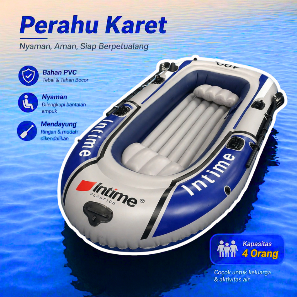 K8A INTIME 400 Perahu Karet Mancing 4 Orang + Dayung + Pompa