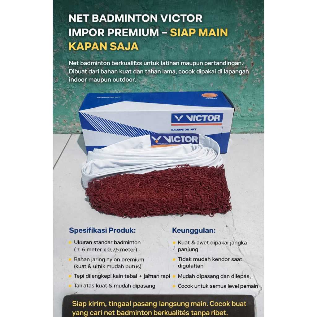 Net Victor Import - Net Badminton Victor Bagus - Net Victor jaring badminton - Net Murah - Jaring Bu