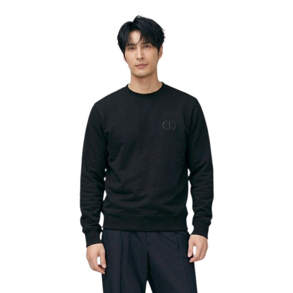Damen Herren Sweatshirt Cotton Patch Logo Long Sleeve Black OROR