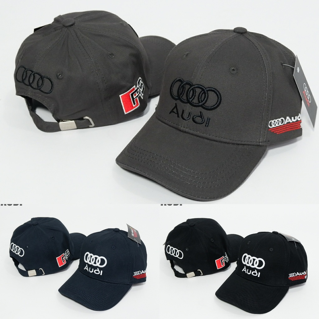 Topi Audi Logo Bordir Pria Wanita Kualitas Premium - Baseball Cap Mobilsport Mobillistrik - Topi Mob