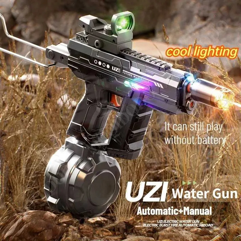 NEW Mainan Anak Pistol UZI Air Listrik UZI Water Gun Berkecepatan Tinggi dengan Baterai Isi Ulang Te