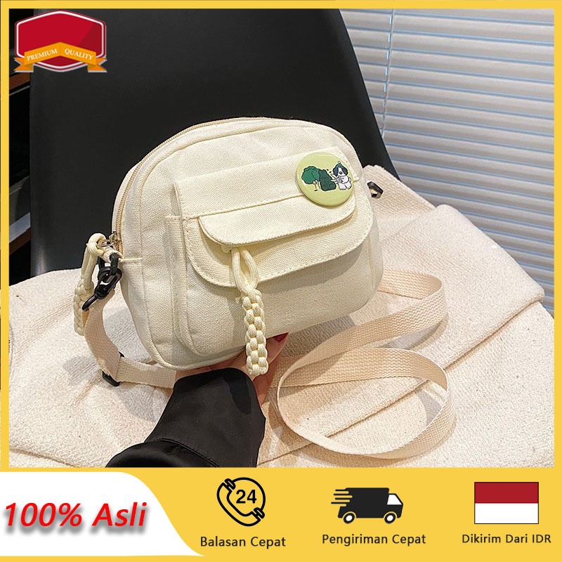 Tas Selempang Kanvas Mini Lucu Sling Bag Wanita Kekinian