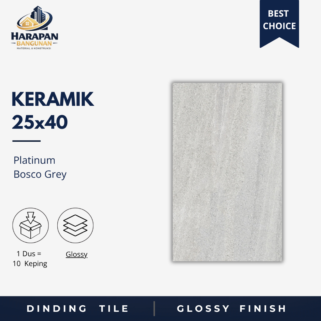 Keramik Dinding Kamar Mandi 25x40 Platinum Bosco Grey Keramik Glossy Abu Abu 25 x 40