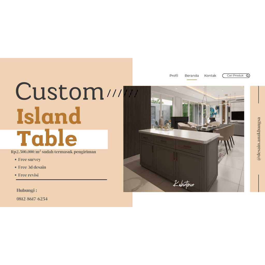 Custom Island Table Minimalist