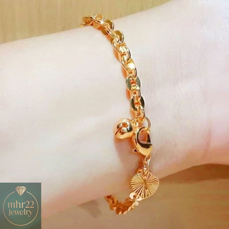 Gelang Tangan Model Rantai Medan Polos TItanium Gold Anti Alergi