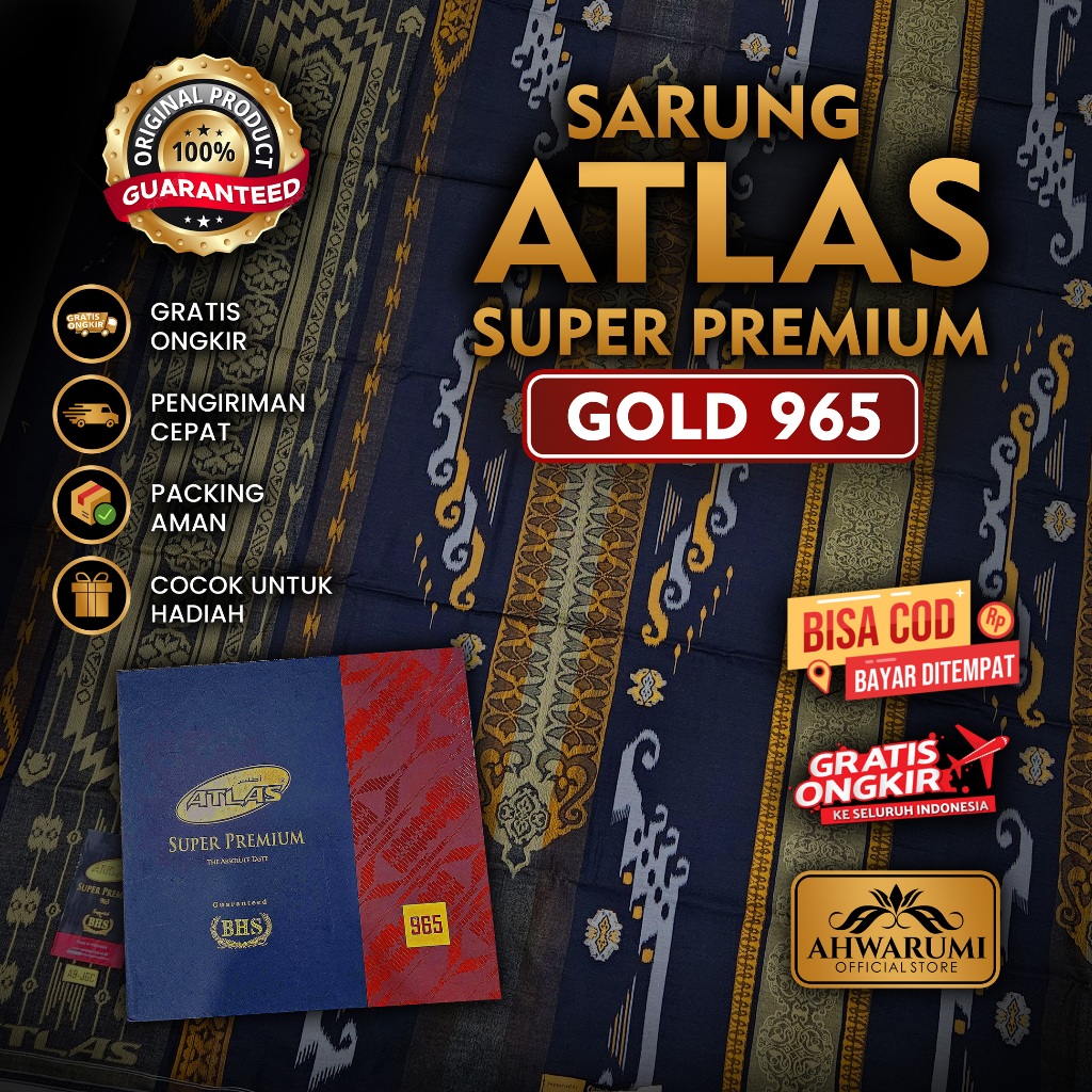 Sarung Atlas Super Premium Gold 965 Motif BHS