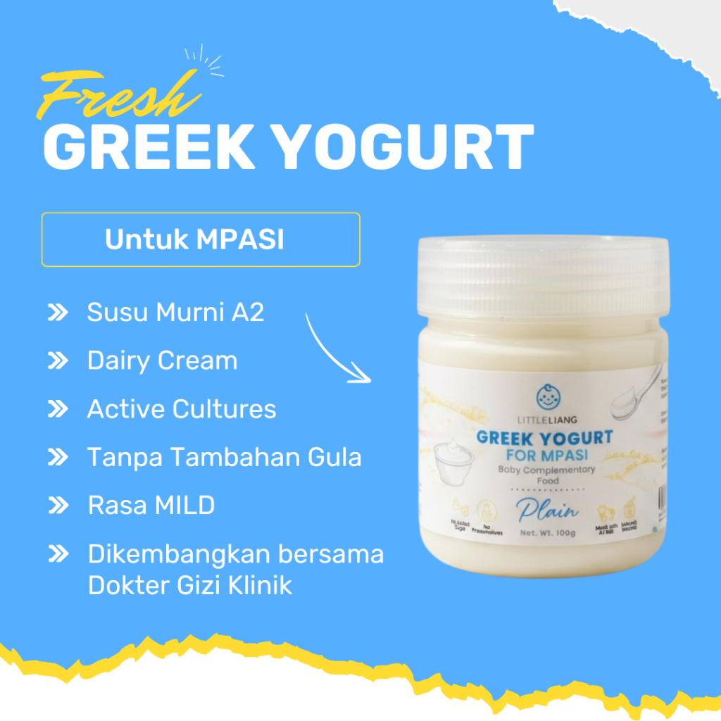 MPASI Greek Yogurt Bayi Susu A2 Plain Tanpa Gula Tambahan Rasa Mild