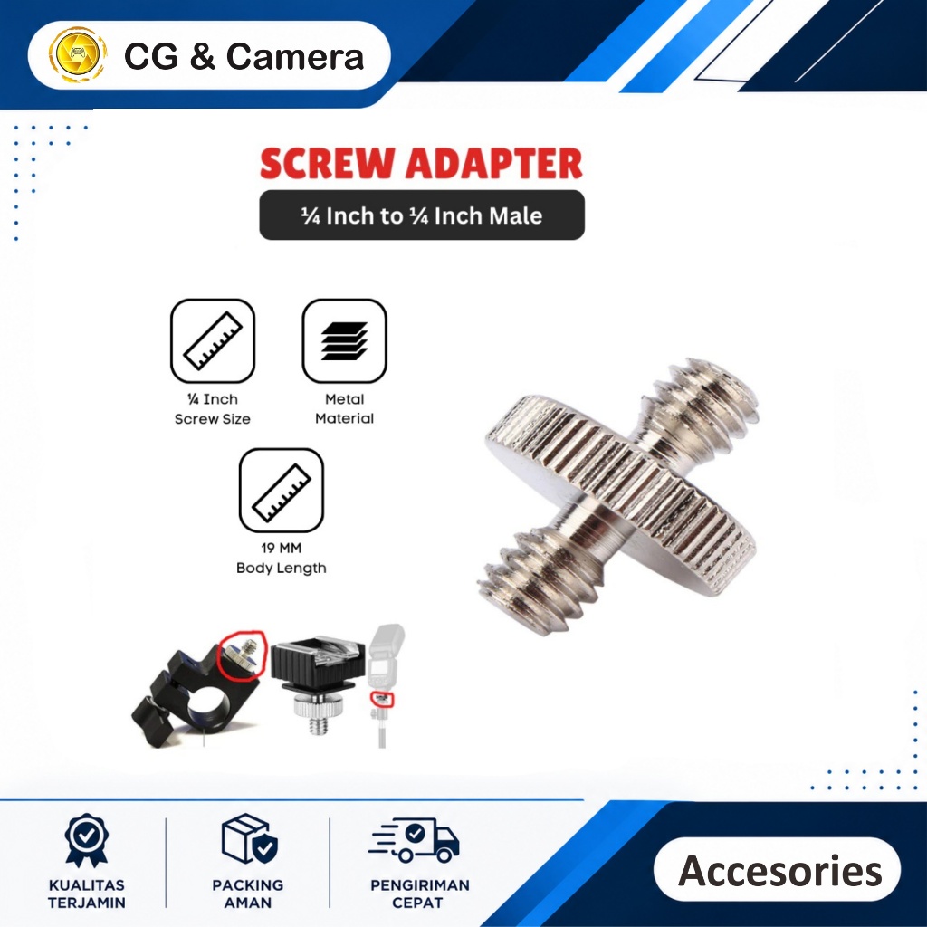 Baut Screw adapter 1/4 male to 1/4 male Quick Release Thread Hot Shoe Male Adapter Tripod Kamera Hol
