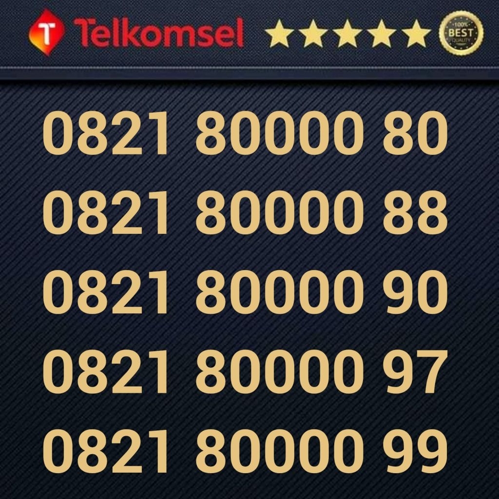 KARTU PERDANA SIMPATI 11 DIGIT NOMOR CANTIK - 08 21 80000 80 80000 88 80000 90 08 21 80000 97 08 21 