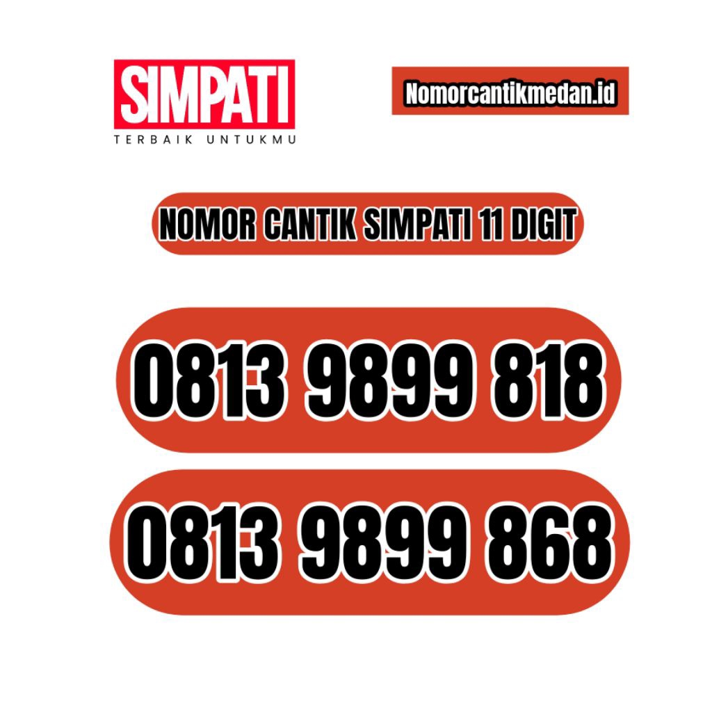 NOMOR CANTIK KARTU SIMPATI TELKOMSEL 11 DIGIT 9899 989 899 818 868