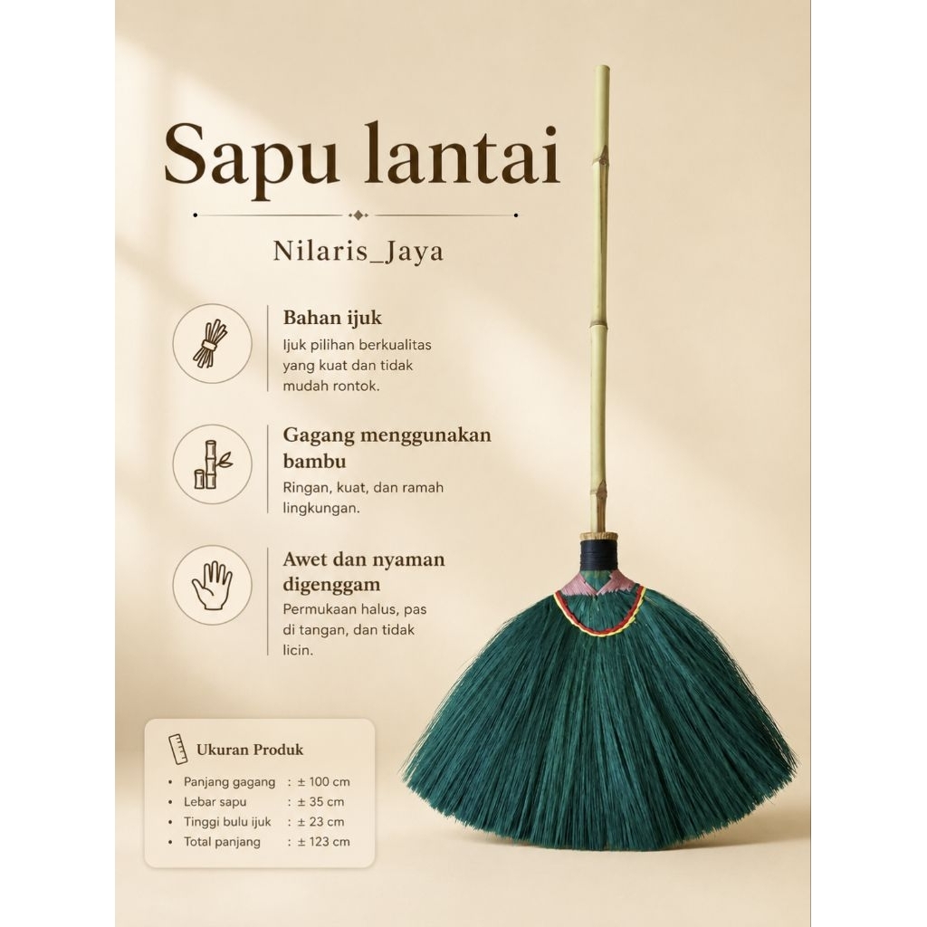 Sapu lantai ijuk /  Sapu ijuk hijau / Sapu rumah / Sapu lantai murah / Sapu lantai awet / Sapu ijuk 