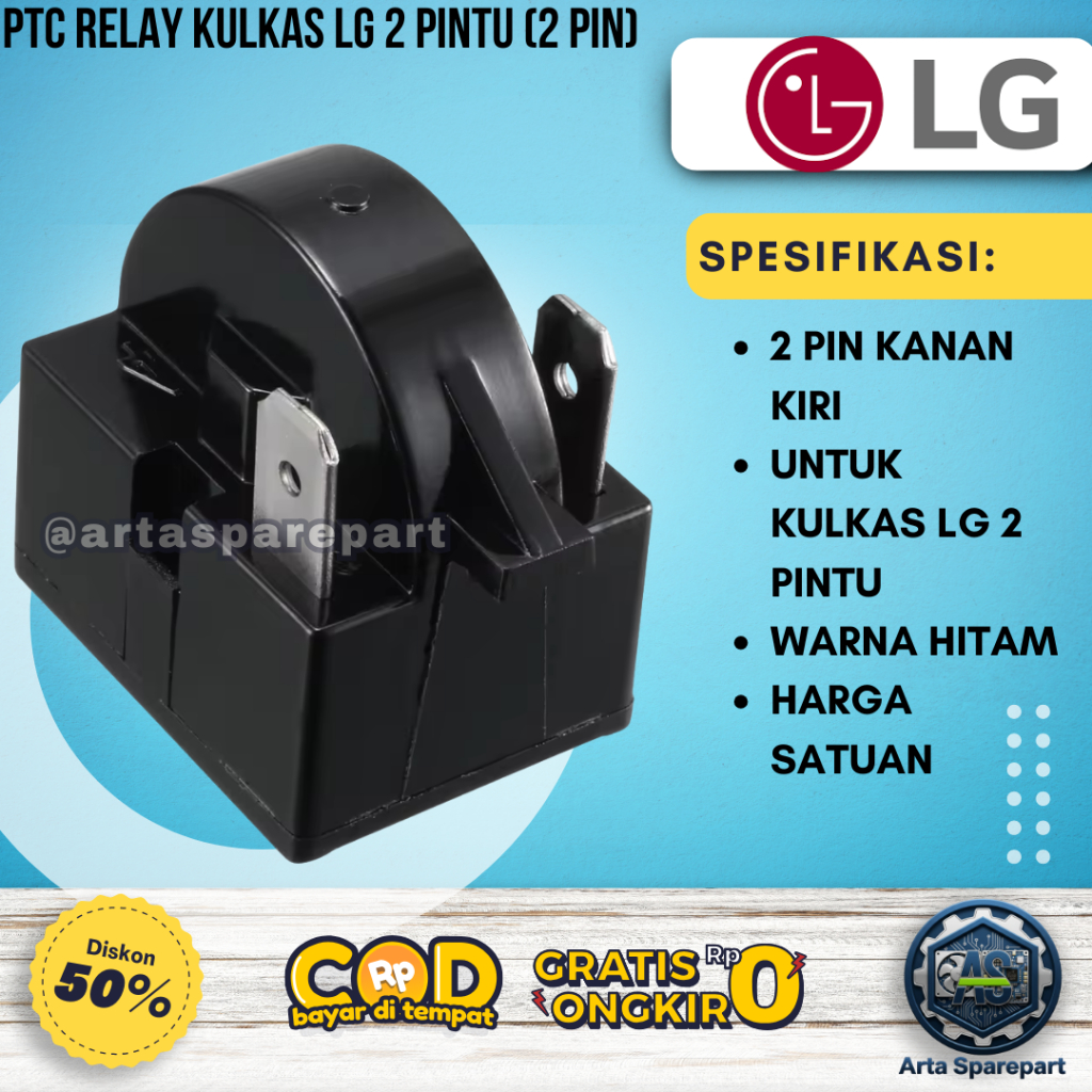 PTC Relay Kulkas LG 2 Pintu (2 pin) | Rilay Kulkas