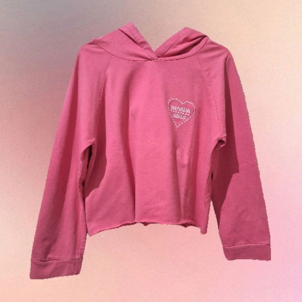 rework crop hoodie pink unfinished