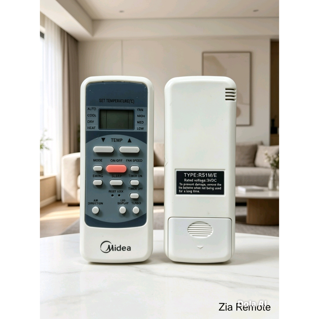 REMOTE REMOT AC MIDEA TYPE R51M/E ORIGINAL ASLI