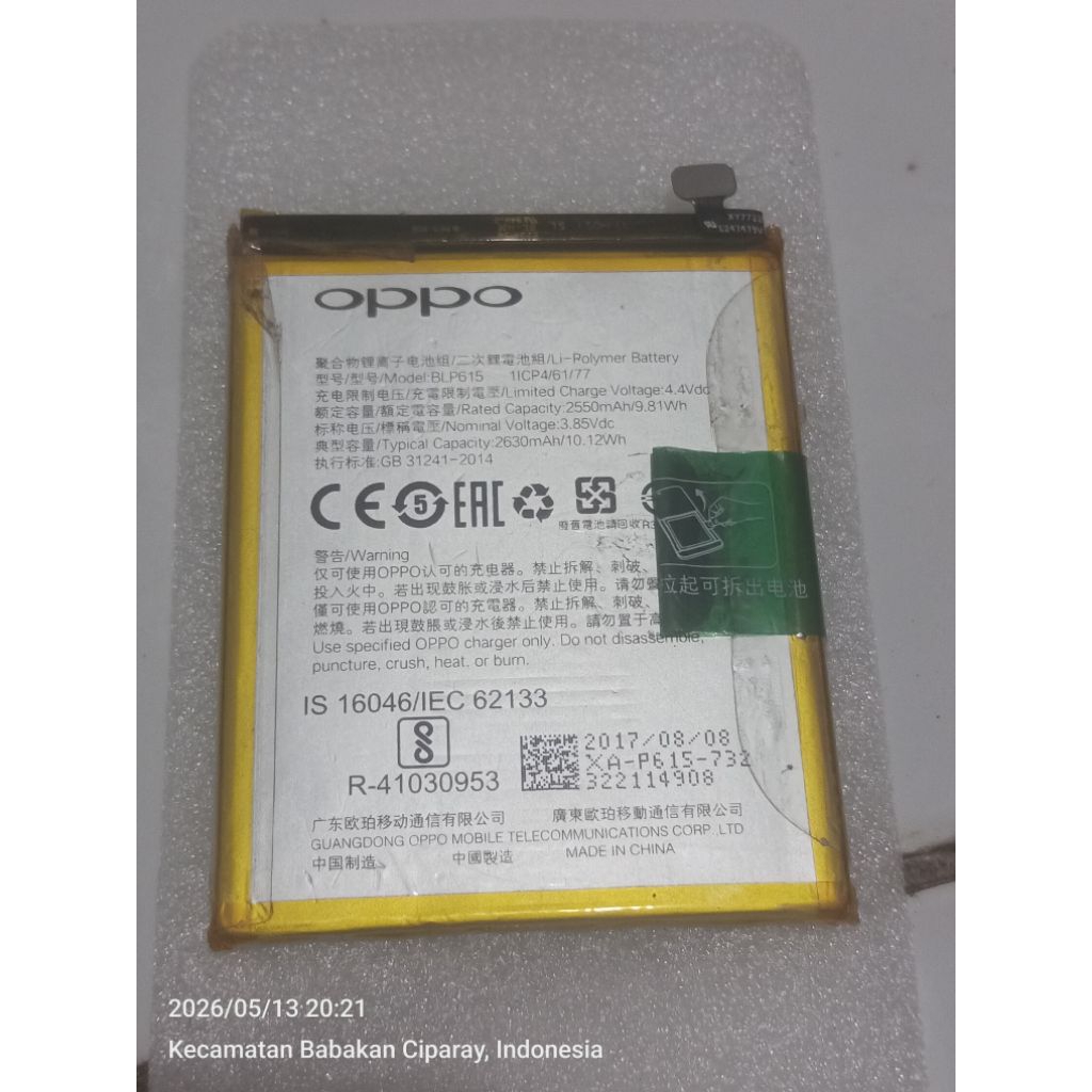 baterai oppo A37 random ori copotan