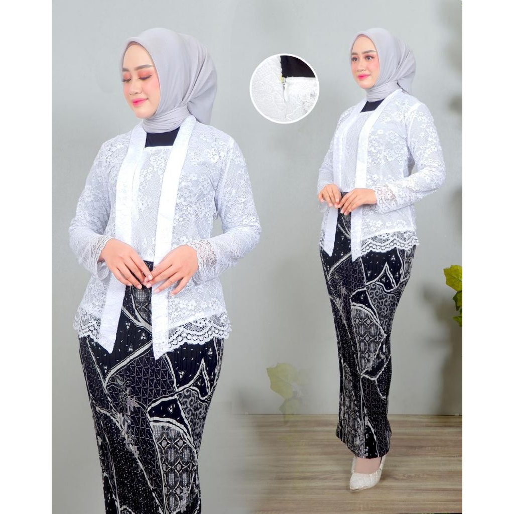 Set Kebaya Kutu Baru Brukat Free Hijab / Kebaya Pagar ayu / Kebaya Ibu Hajat