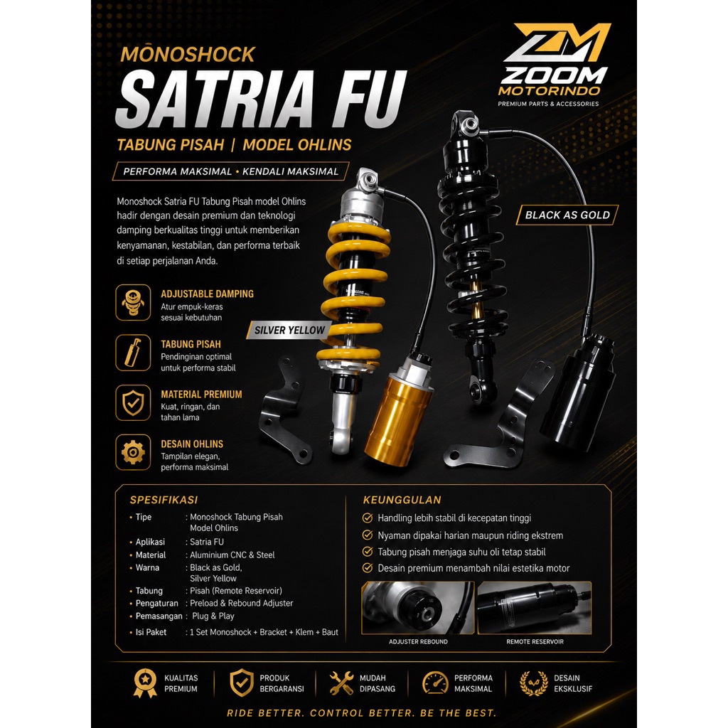 Shock Belakang Tabung pisah satria FU