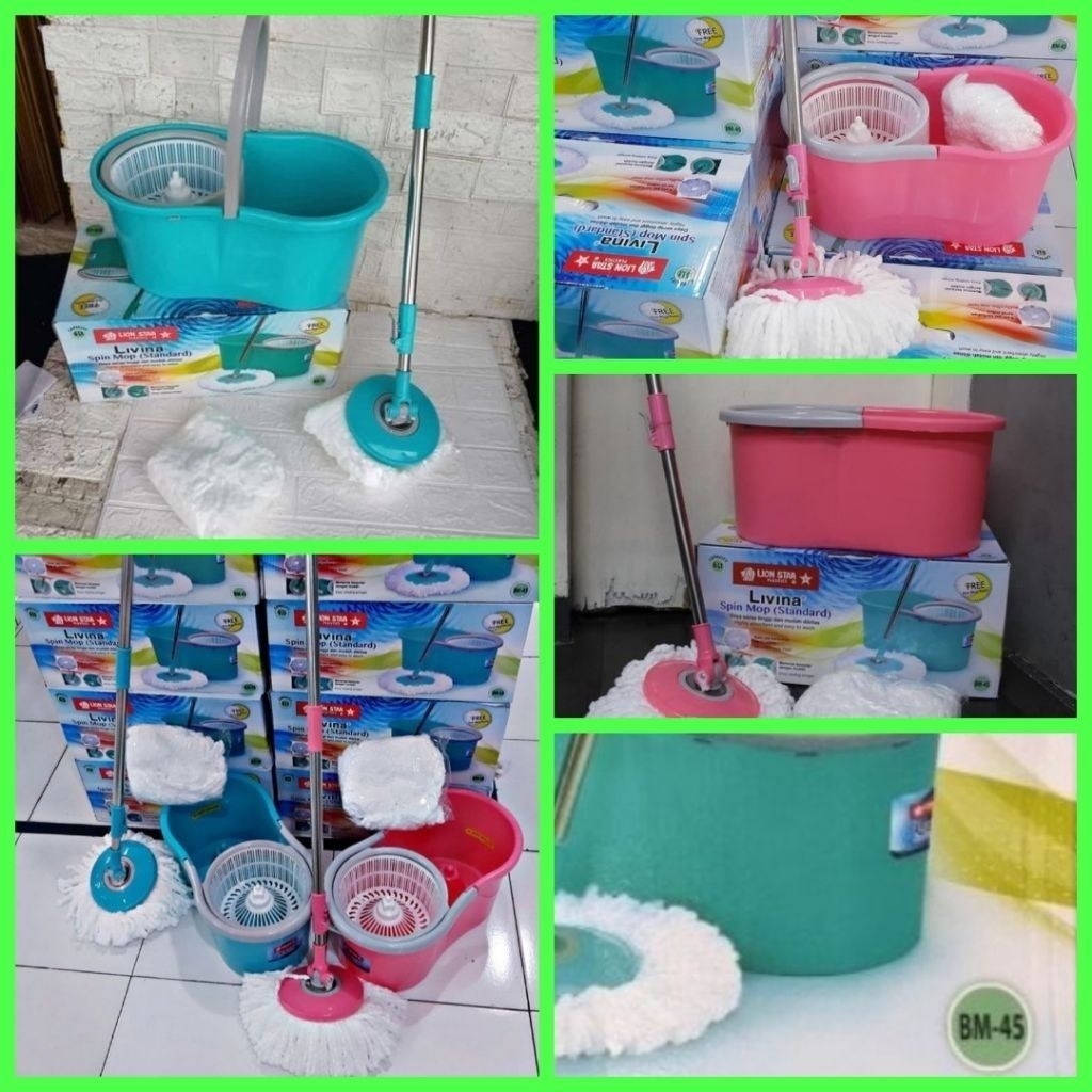 alat pel lantai kain pel lantai Lion Star spin Mop Livina BM-45