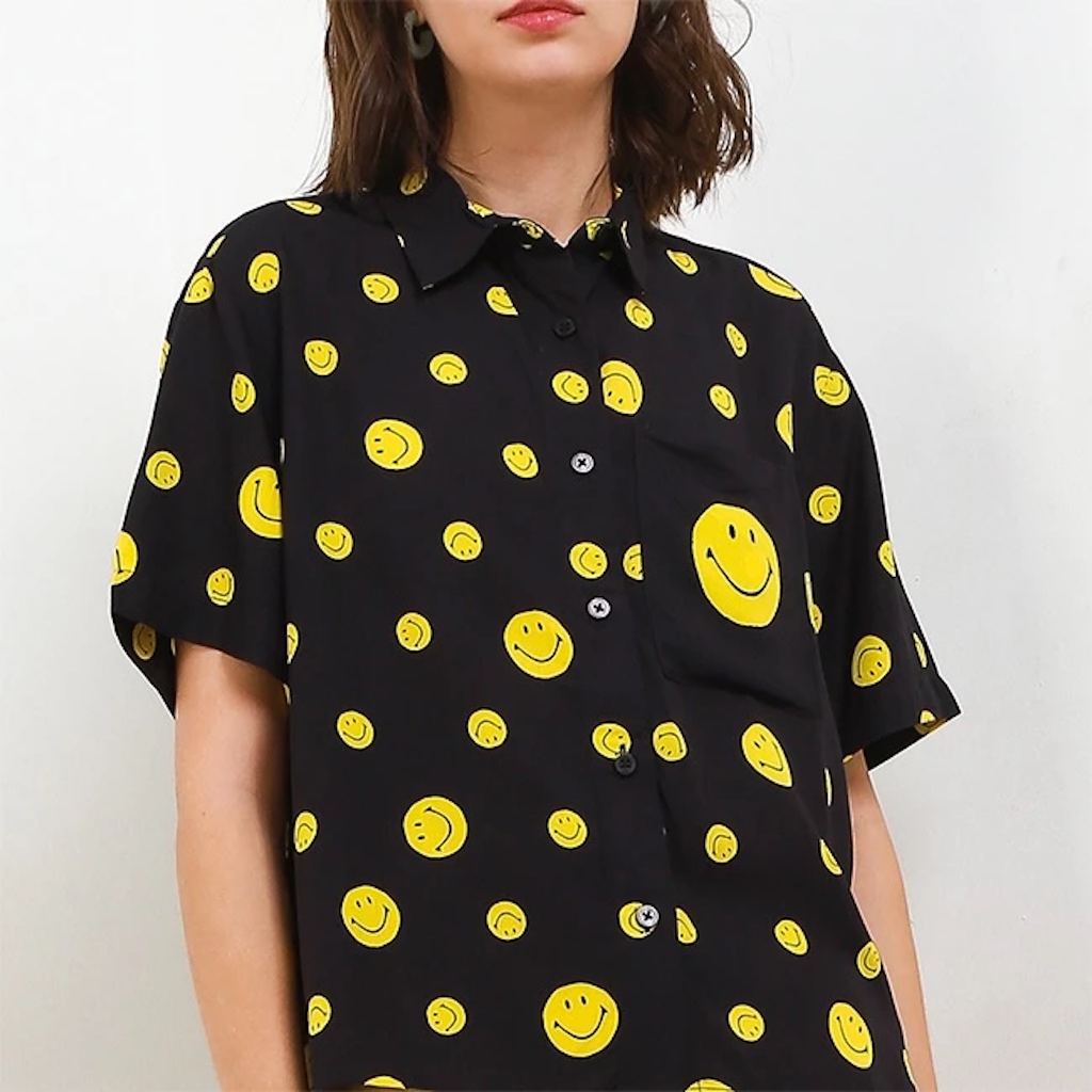 PSPGN.CO | original branded obermain x smiley dot opi22072 kemeja wanita black