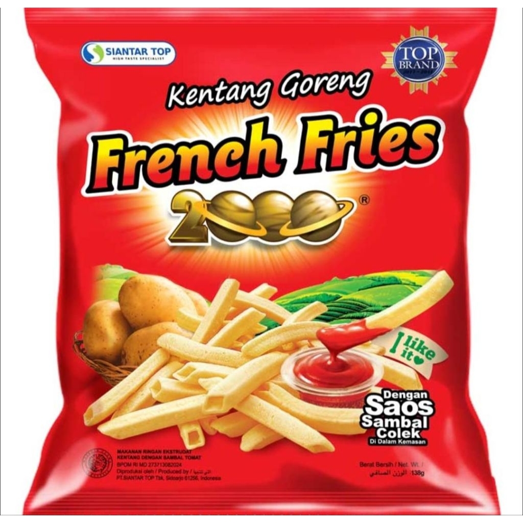 French Fries 2000 Snack Kentang Goreng 138g - Renyah, Gurih, Saus Tomat